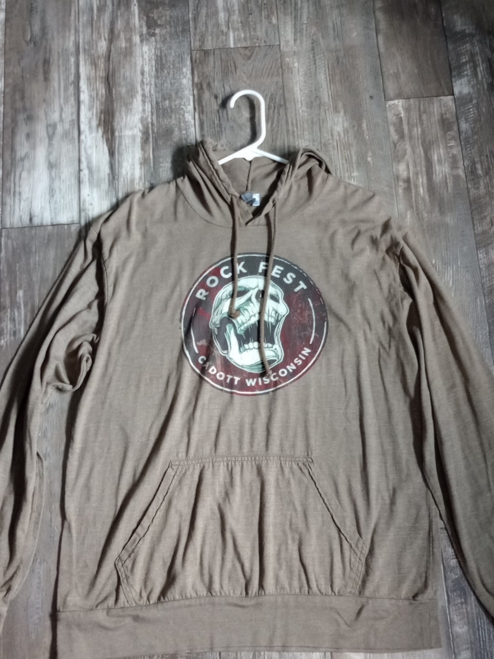Gildan Brown Rock Fest Cudott Wisconsin Hooded Shirt Jacket